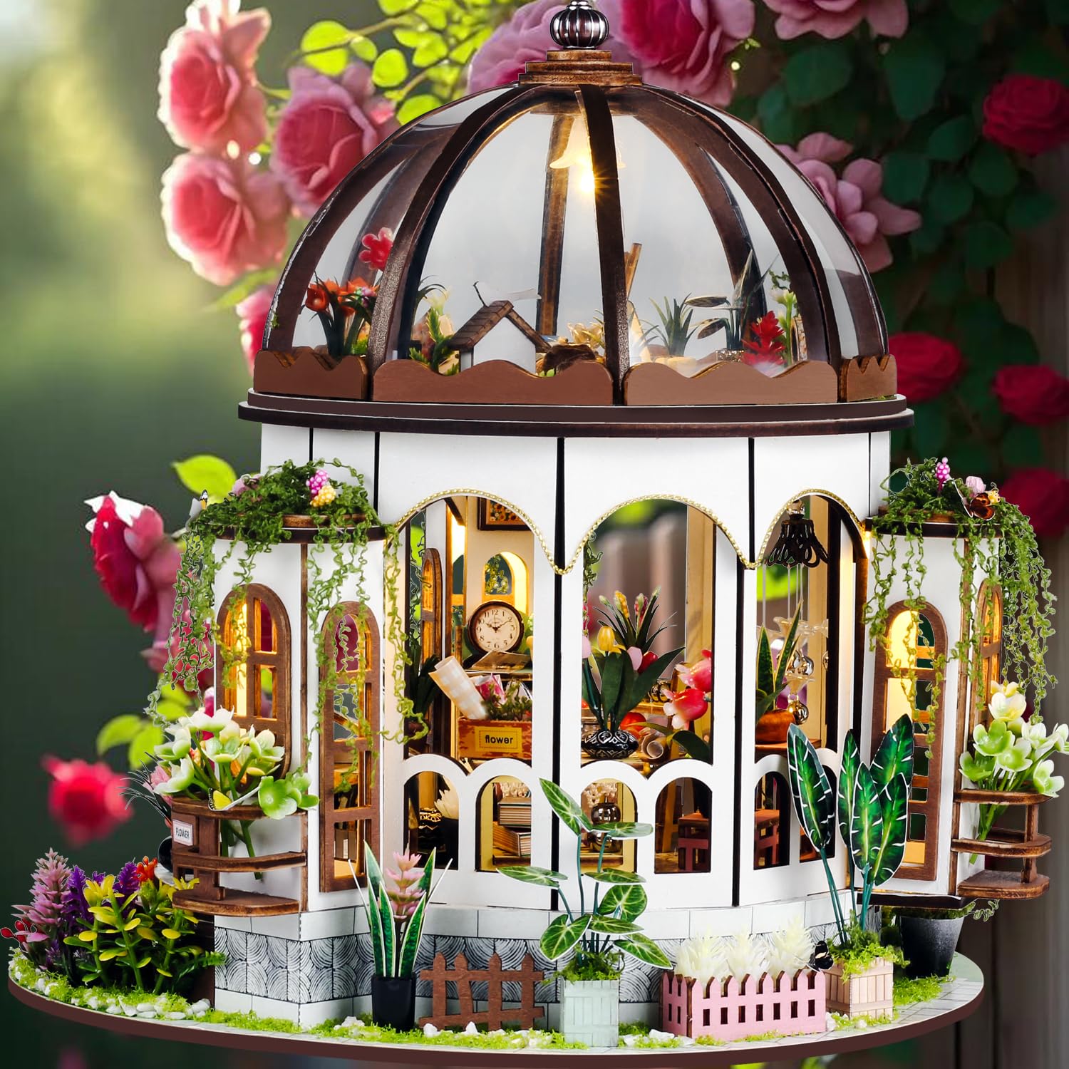 ドールハウス　アメリカン＊ガーデン付き Amazon | つくるんです® 日本語説明書付 DIY ミニチュアハウス